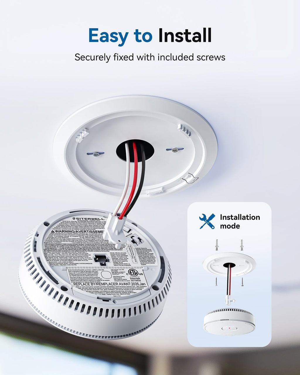 Smoke and Carbon Monoxide Detector Combo 10 Year Battery V813