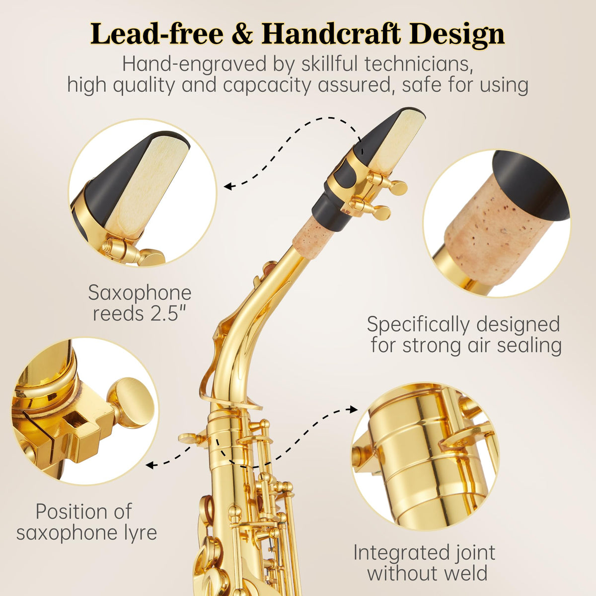 Alto Saxophone Copper Body Electroplated Gold Finish P1581