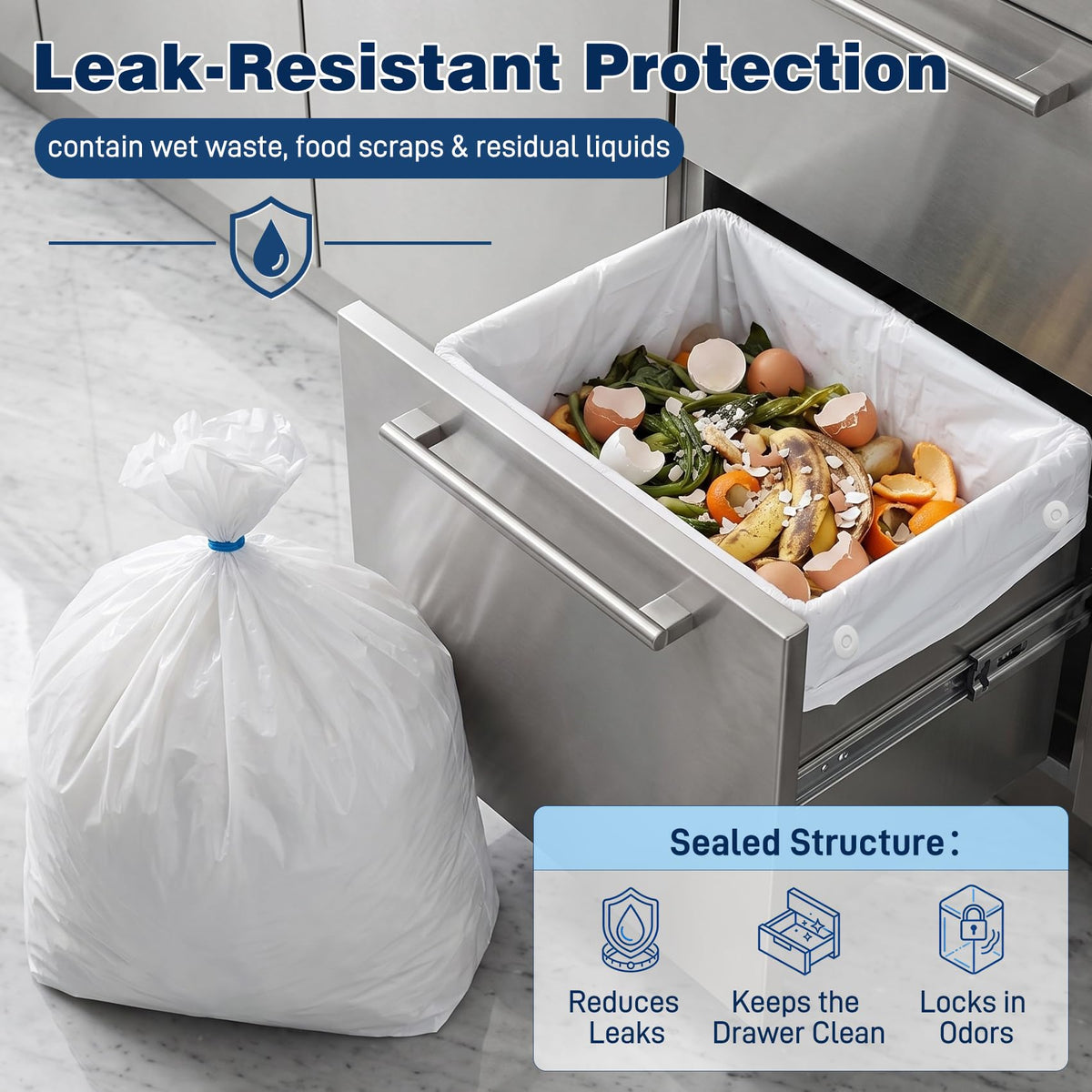 60-pack Trash Compactor Bags with Pre-punched Holes R580