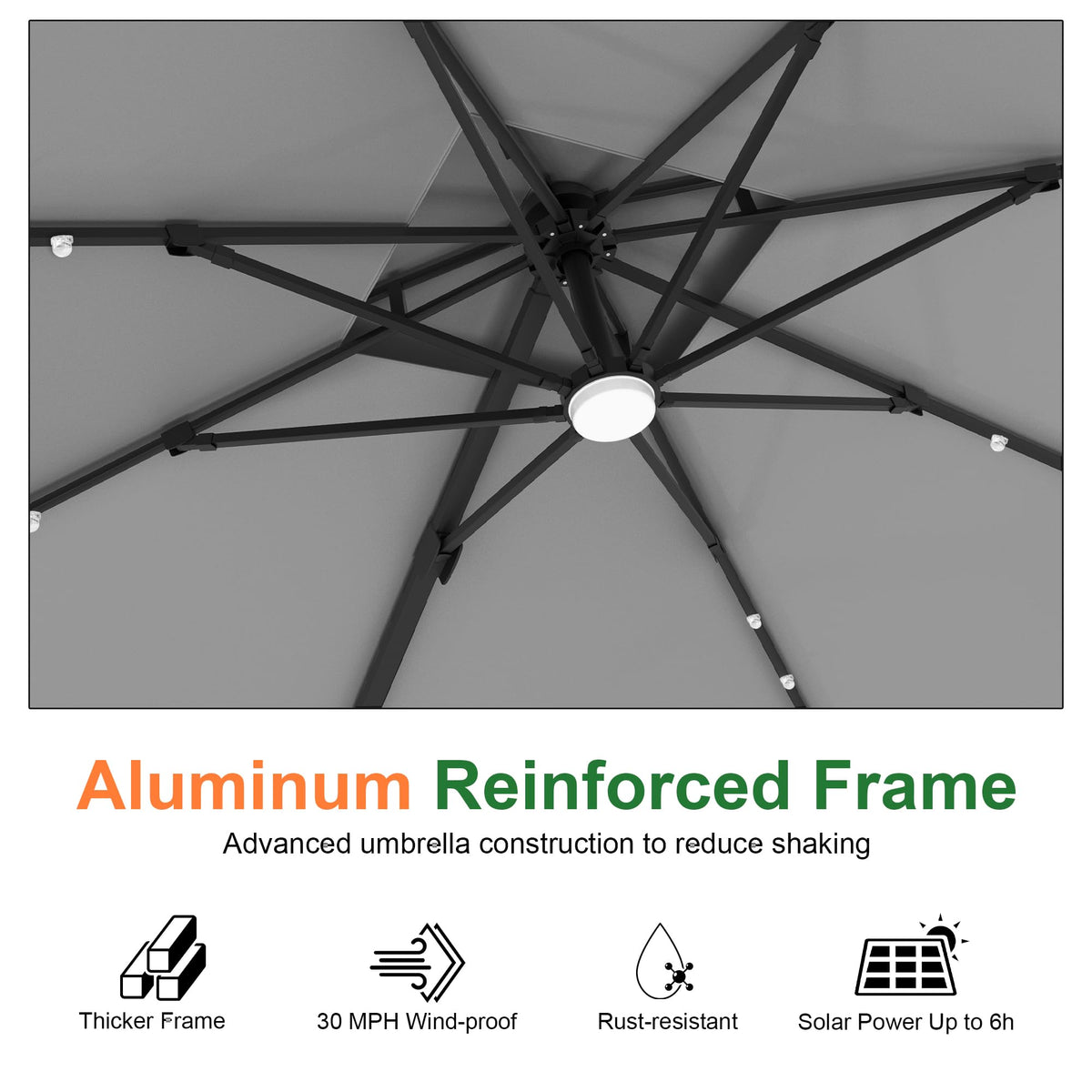 10' X 10' Cantilever Umbrella with LED Lights G948