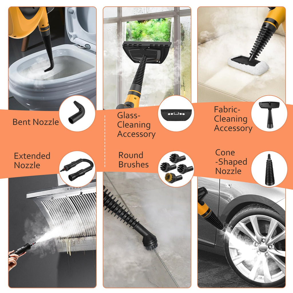 Pressurized Handheld Multi-Surface Natural Steam Cleaner with 12 pcs Accessories Z2133