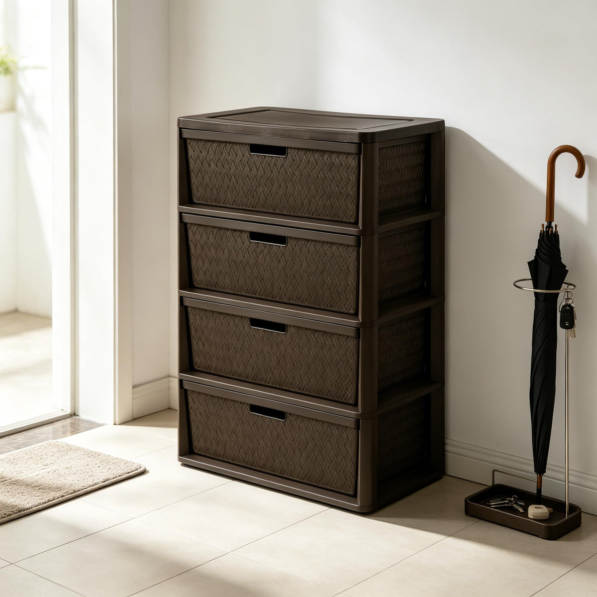 Brown 4-Drawer Storage Tower Q931427