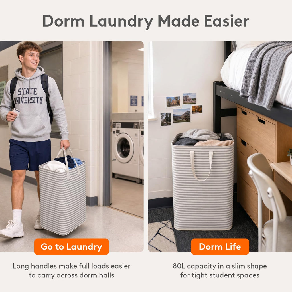 80L 2 Pack Grey Laundry Baskets N39278