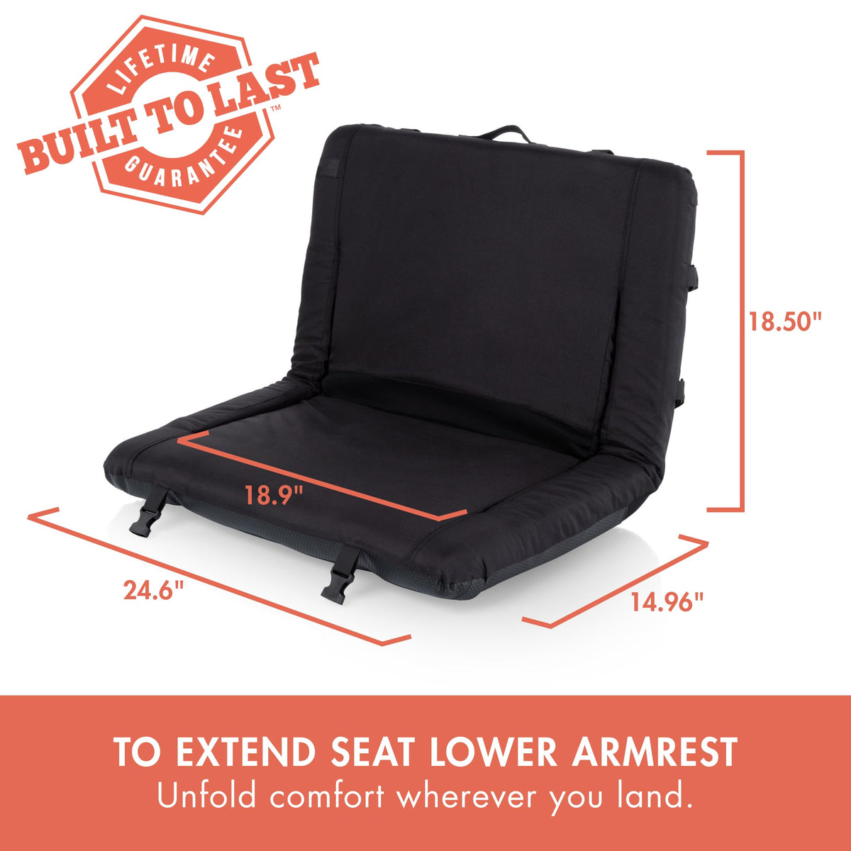 Portable Reclining Stadium Seat with Back Support, Black C865