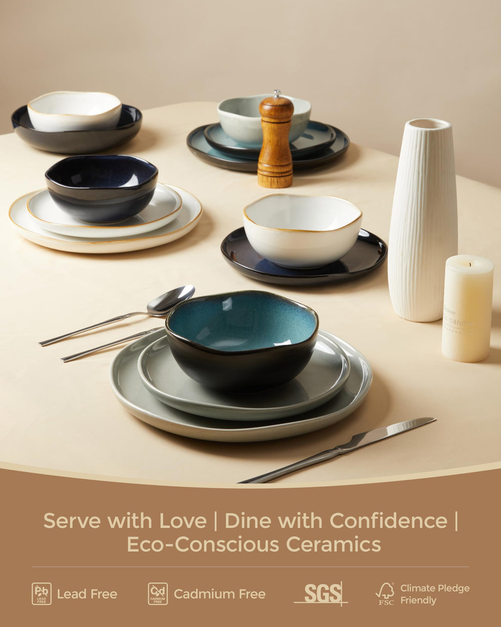 8.26" Ceramic Pasta Bowls Set of 4 H2171