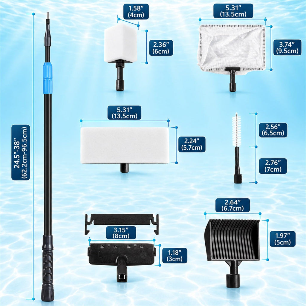 6 in 1 Aquarium Cleaning Tool Kit with Telescopic Long Handle H324928