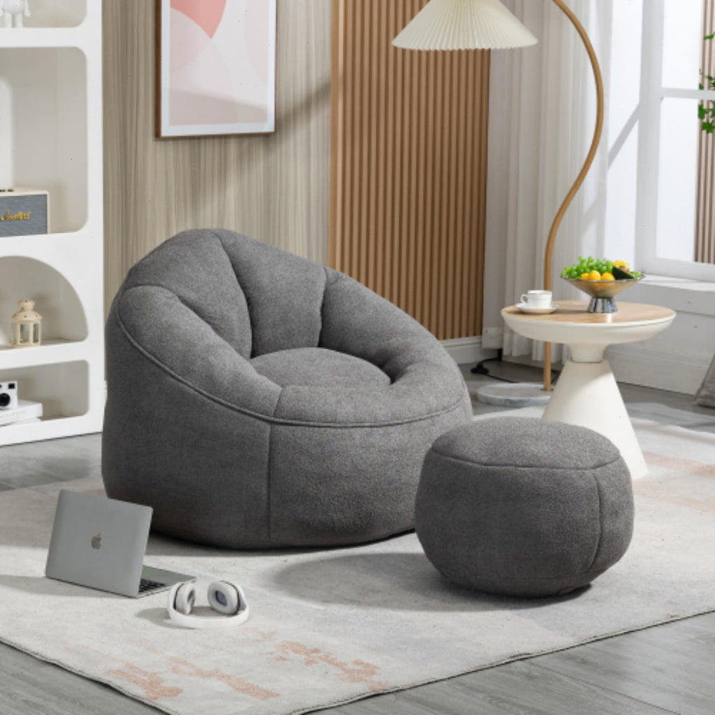 Microfiber Memory Foam Bean Bag Chair with Footstool H26750