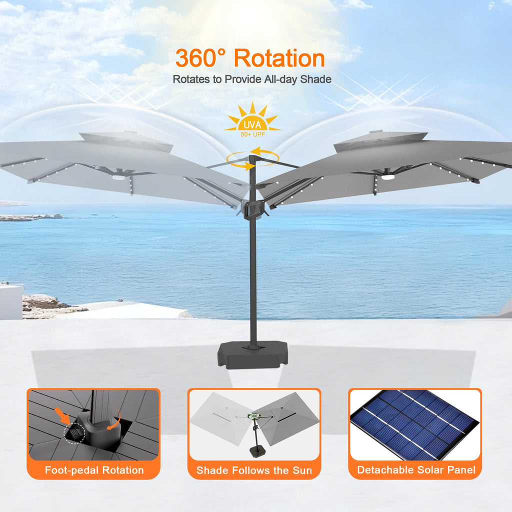 10' X 10' Cantilever Umbrella with LED Lights G948