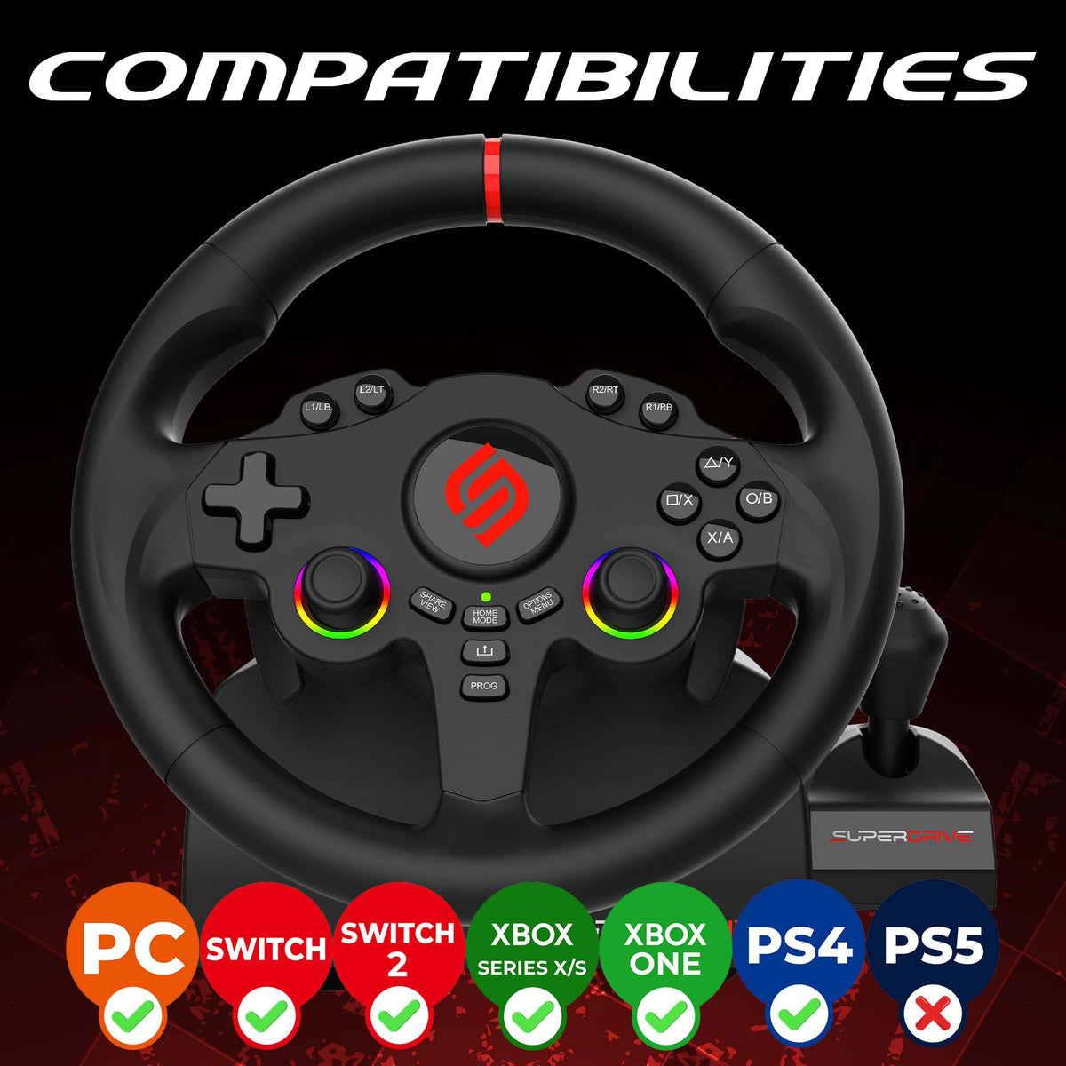 RGB Gaming Steering Wheel B7922