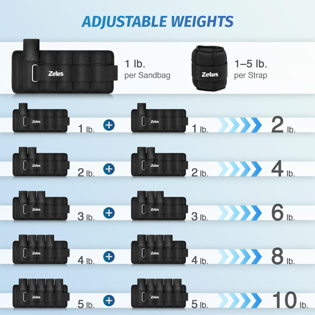 Adjustable Ankle Weights Set with Removable Sandbags N9262