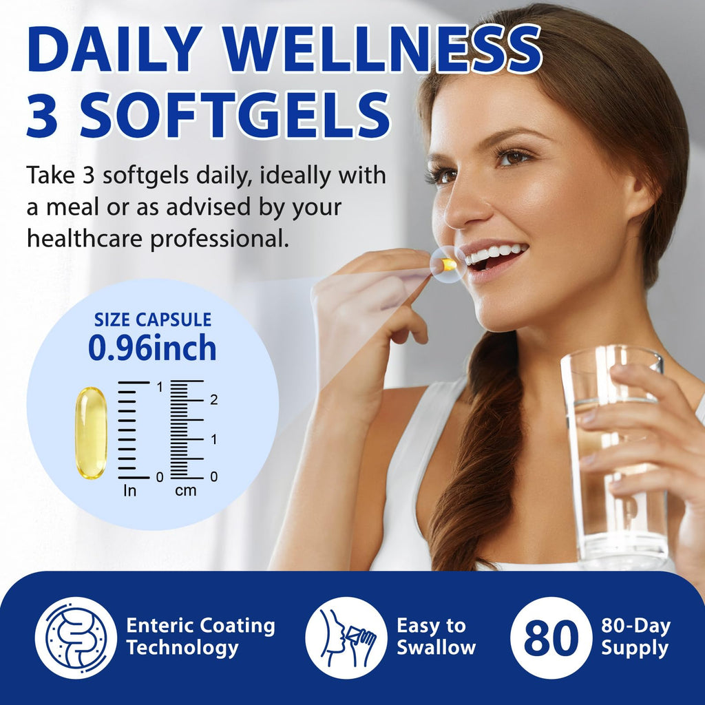 Omega 3 Fish Oil Supplement 240 Softgels Lemon Flavor K471