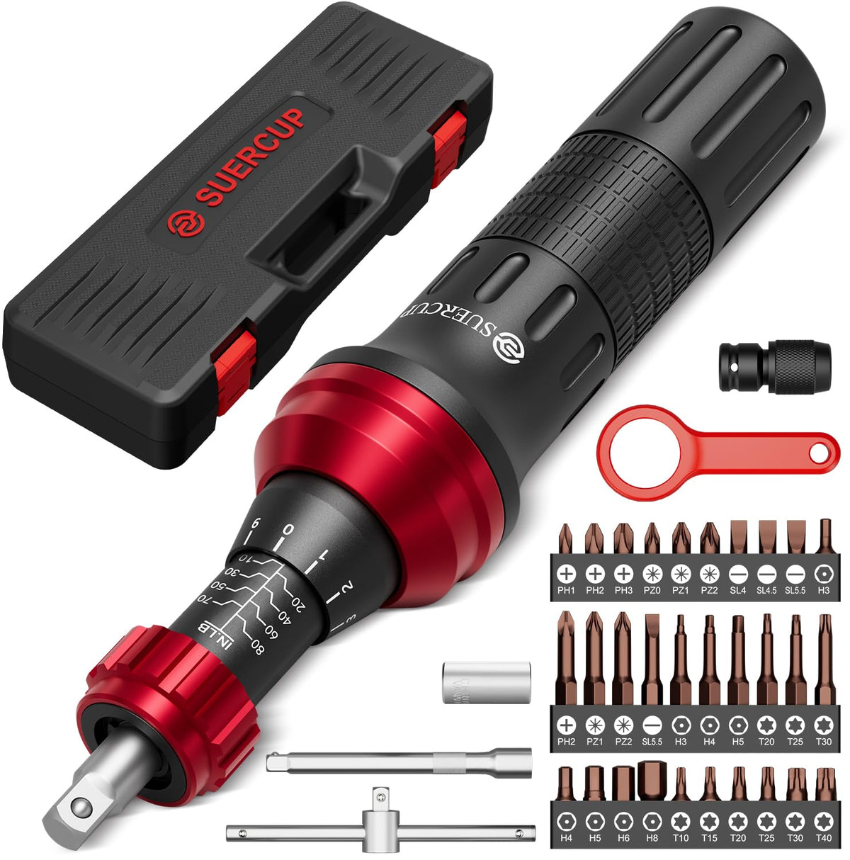 1/4" 10-80In.lb Torque Wrench Screwdriver 36 PCS Set F19799