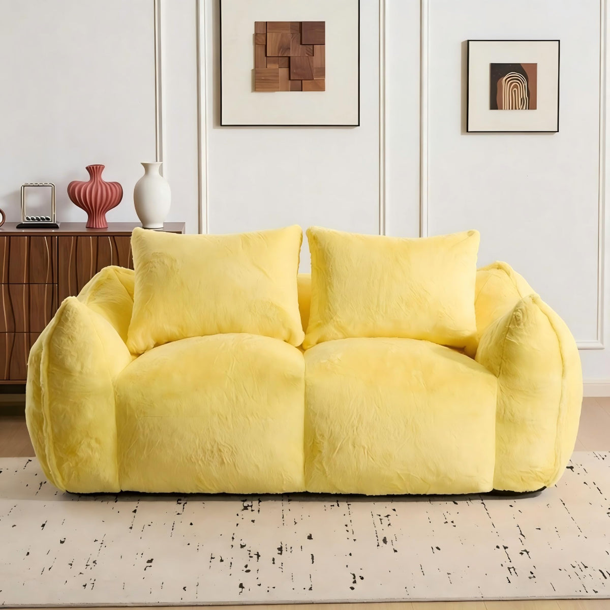 Oversized Faux Fur Memory Foam Bean Bag Chair G329