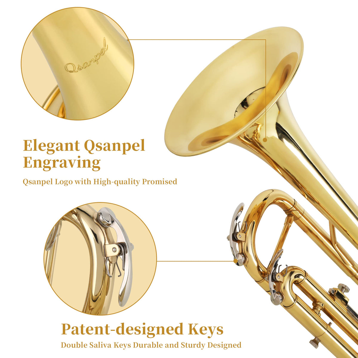 Gold Trumpet with Case, 7C Mouthpiece and Cleaning Kit B878
