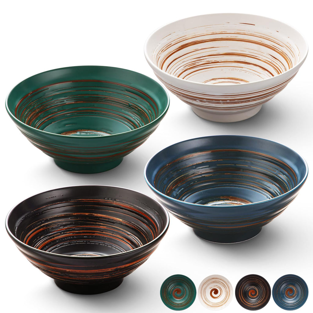 Multicolor Ceramic Ramen Bowl Set of 4 C751004