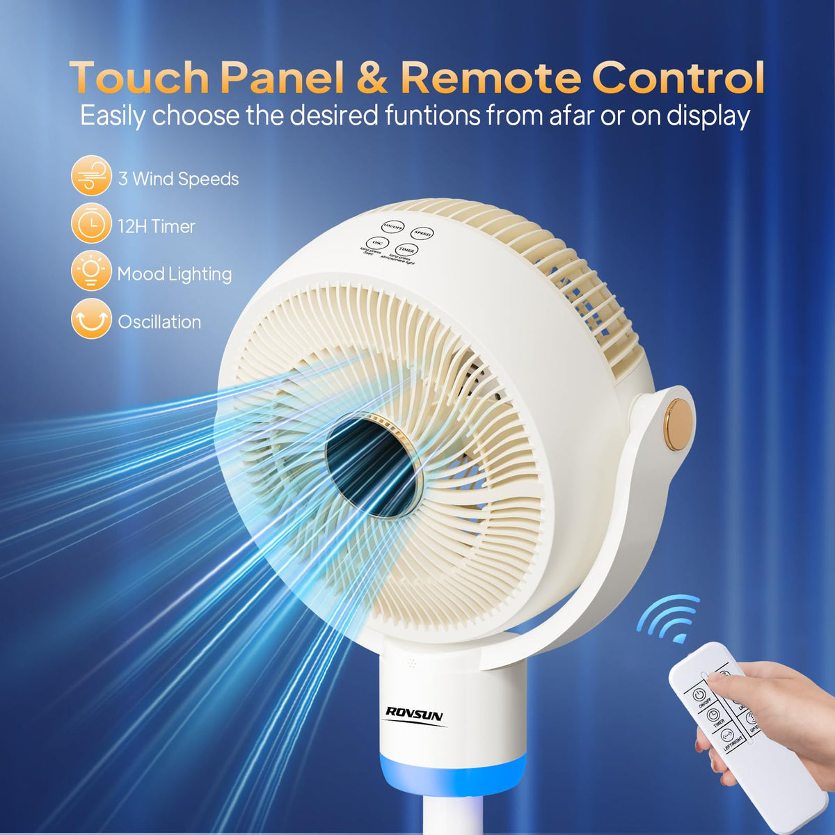 3-in-1 Pedestal Tabletop Oscillating Fan with Remote White B286