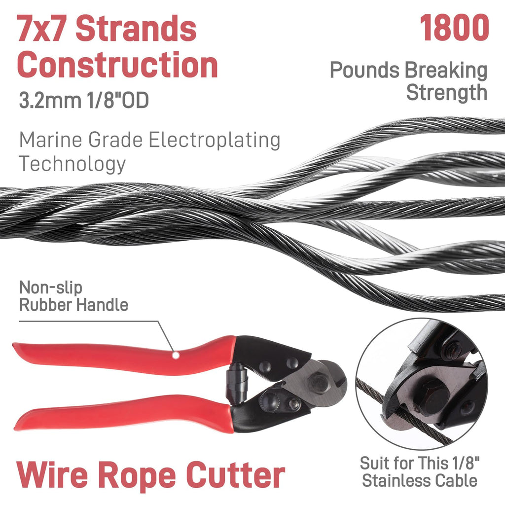 Black 1/8" Stainless Steel Cable Kit O746708