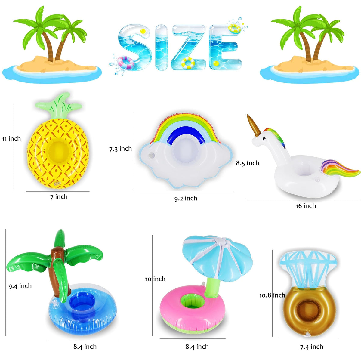 Inflatable Floating Drinking Holders, 12 Pack T1514
