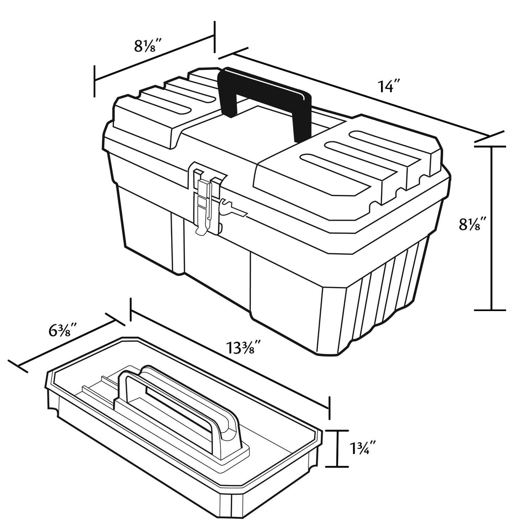 14-Inch Plastic Toolbox with Removable Tray U619815