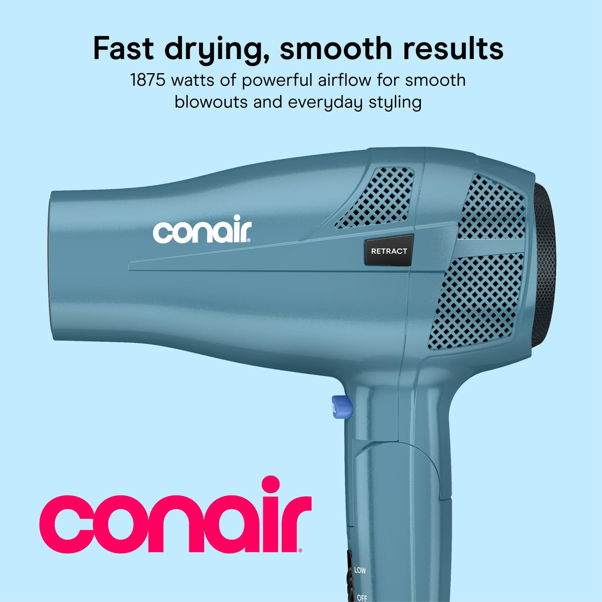 Blue 1875W Dual Voltage Folding Travel Hair Dryer O81310