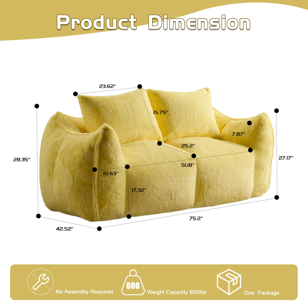 Oversized Faux Fur Memory Foam Bean Bag Chair G329