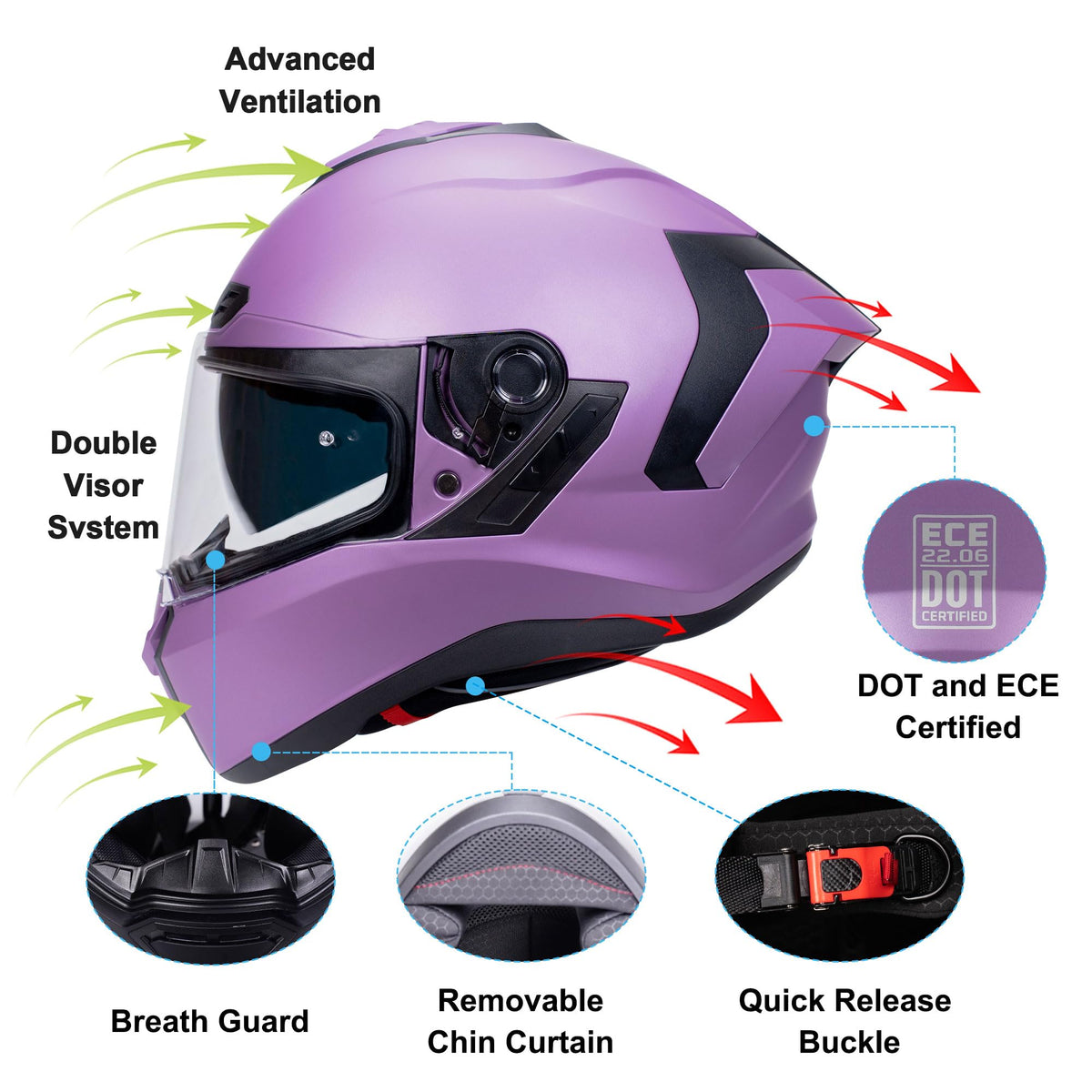 Dual Visor Full Face Motorcycle Helmet O600668