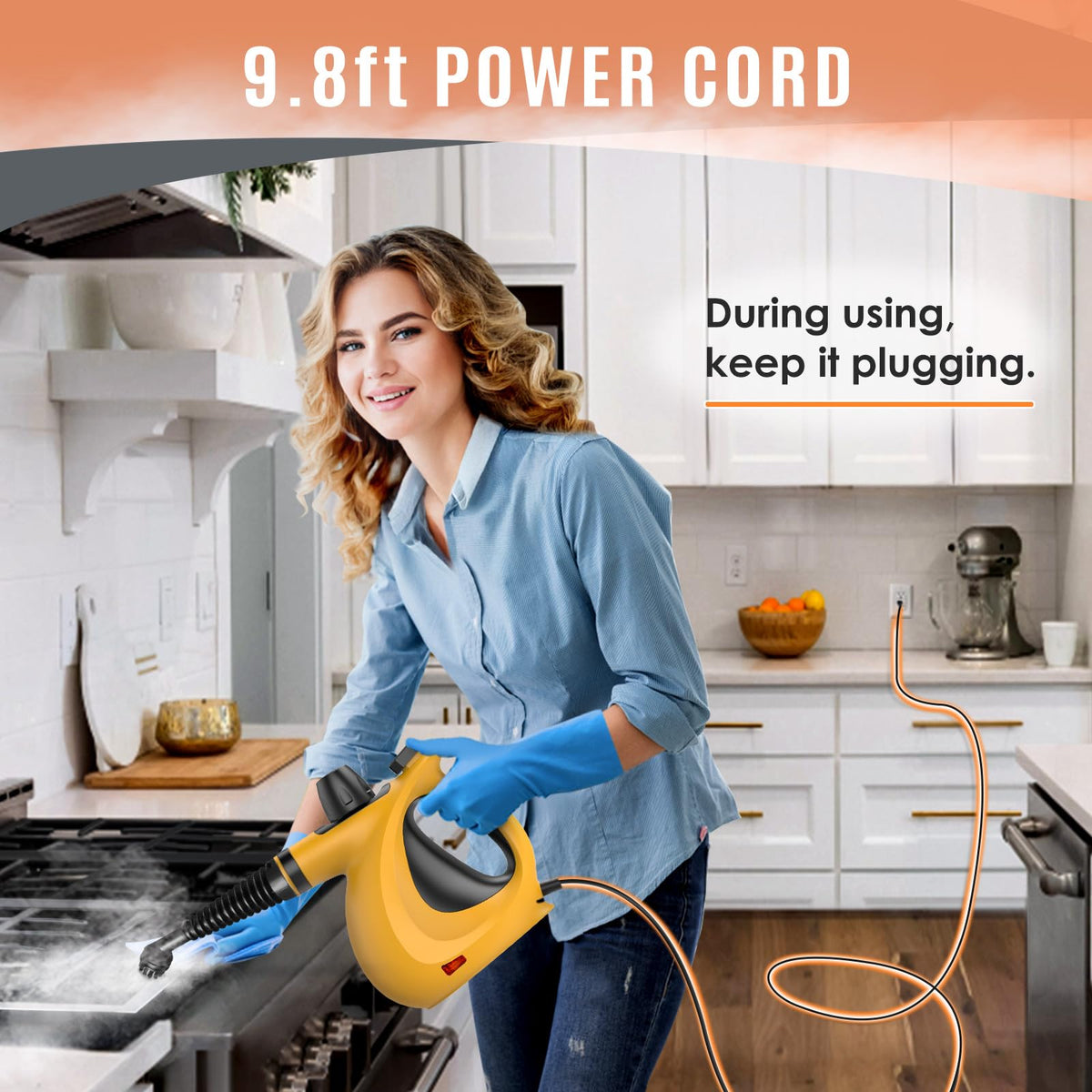 Pressurized Handheld Multi-Surface Natural Steam Cleaner with 12 pcs Accessories Z2133