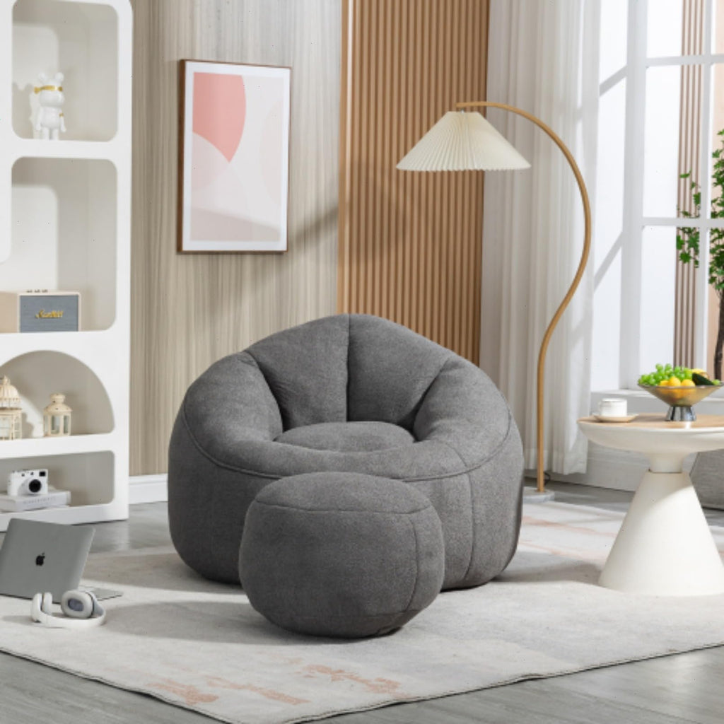 Microfiber Memory Foam Bean Bag Chair with Footstool H26750