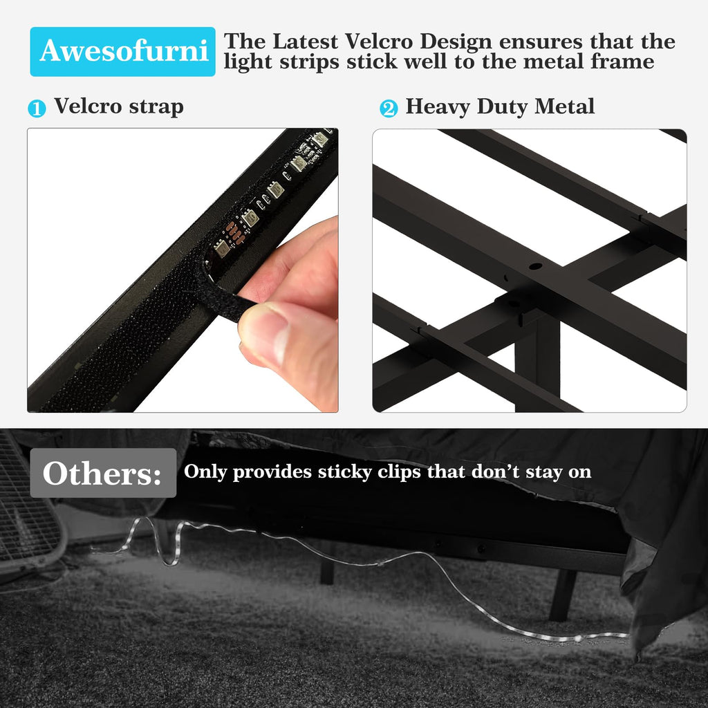 Full Size Metal Floating Bed Frame with LED Lights F280815