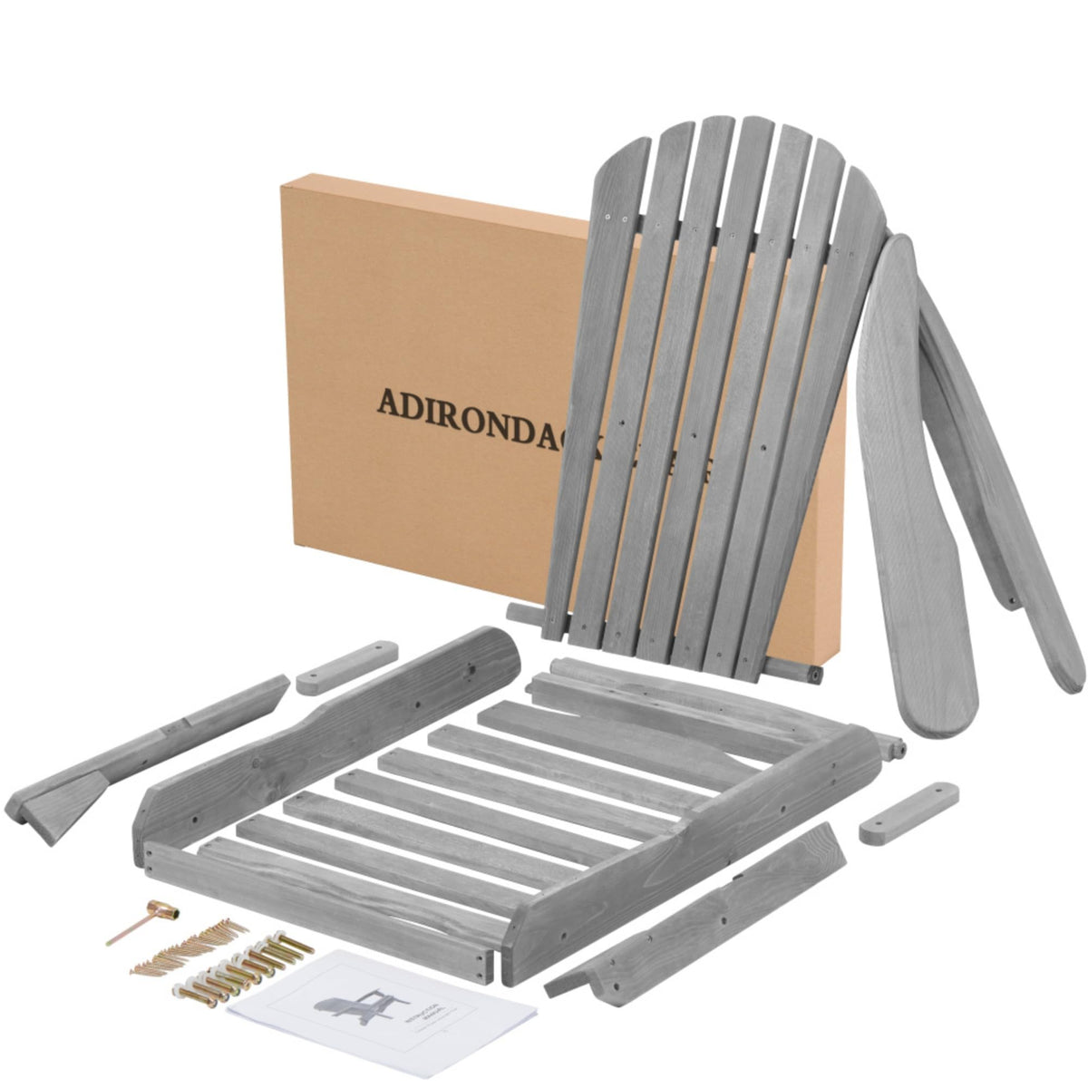 Wood Folding Adirondack Chair Set of 2 Gray V32903
