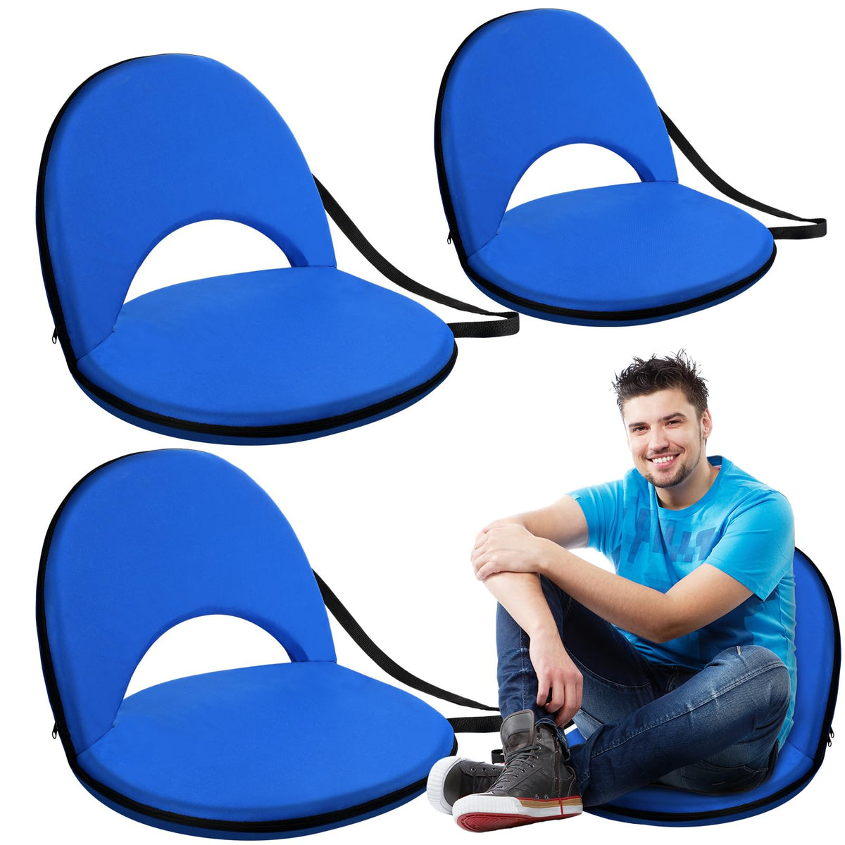 4 Pcs Adjustable Folding Portable Stadium Seats with Back W263
