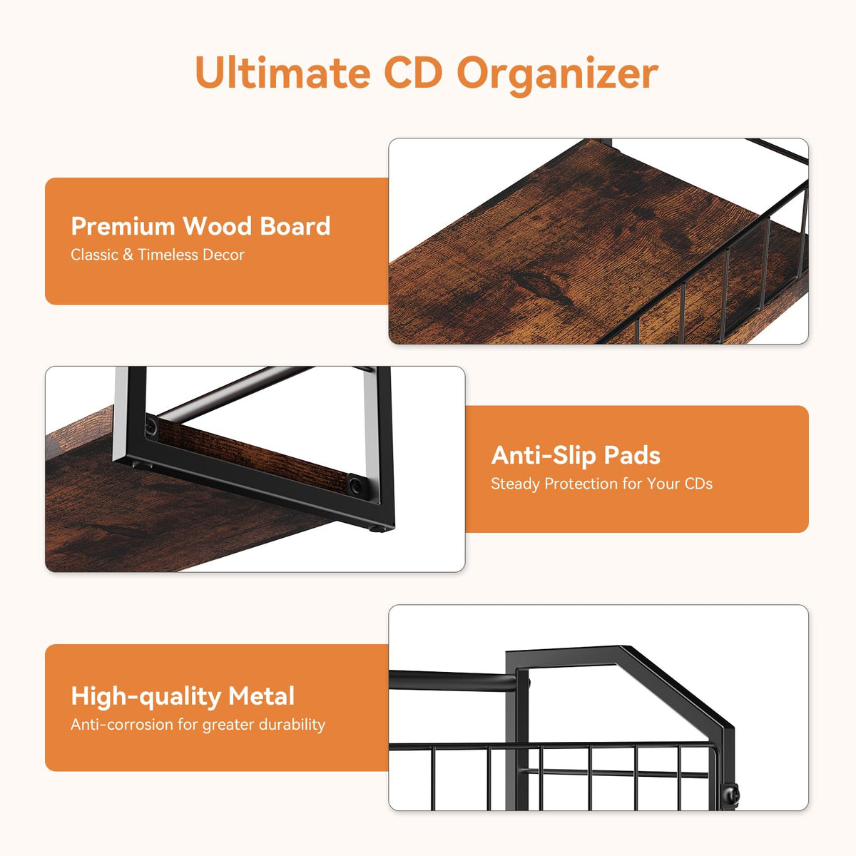 2 Tier CD Storage Rack Holds 60 Cases Brown D937