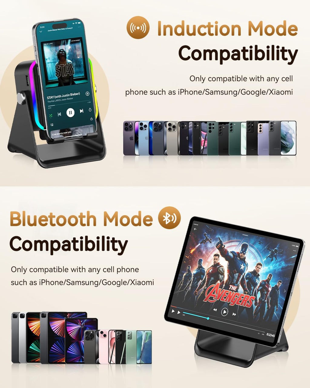 Wireless Induction Speaker with Phone Stand D82229