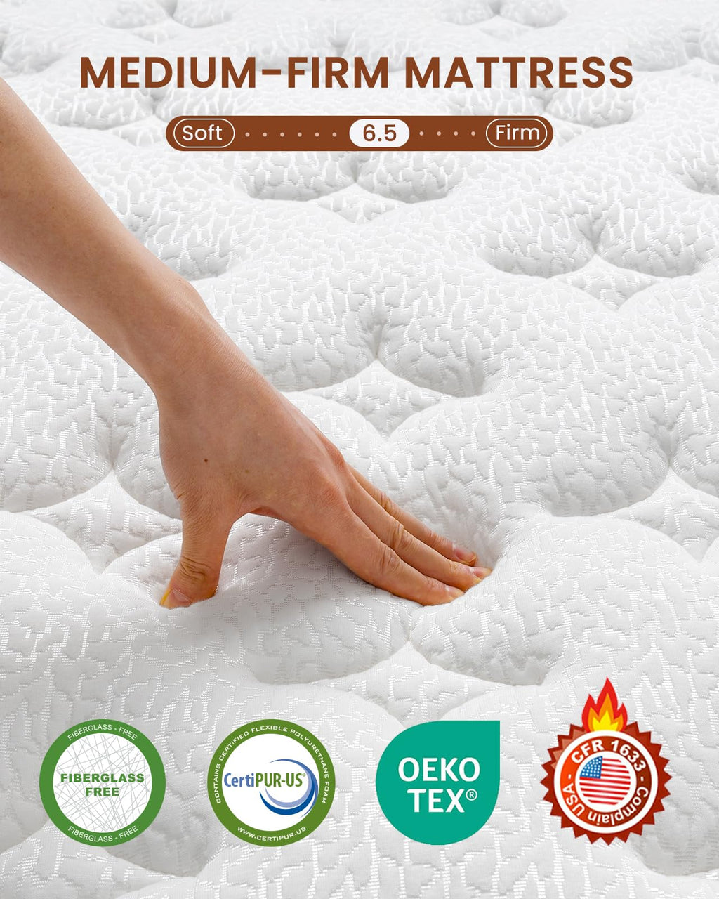 Queen Size 14 Inch Hybrid Mattress with Memory Foam D7970
