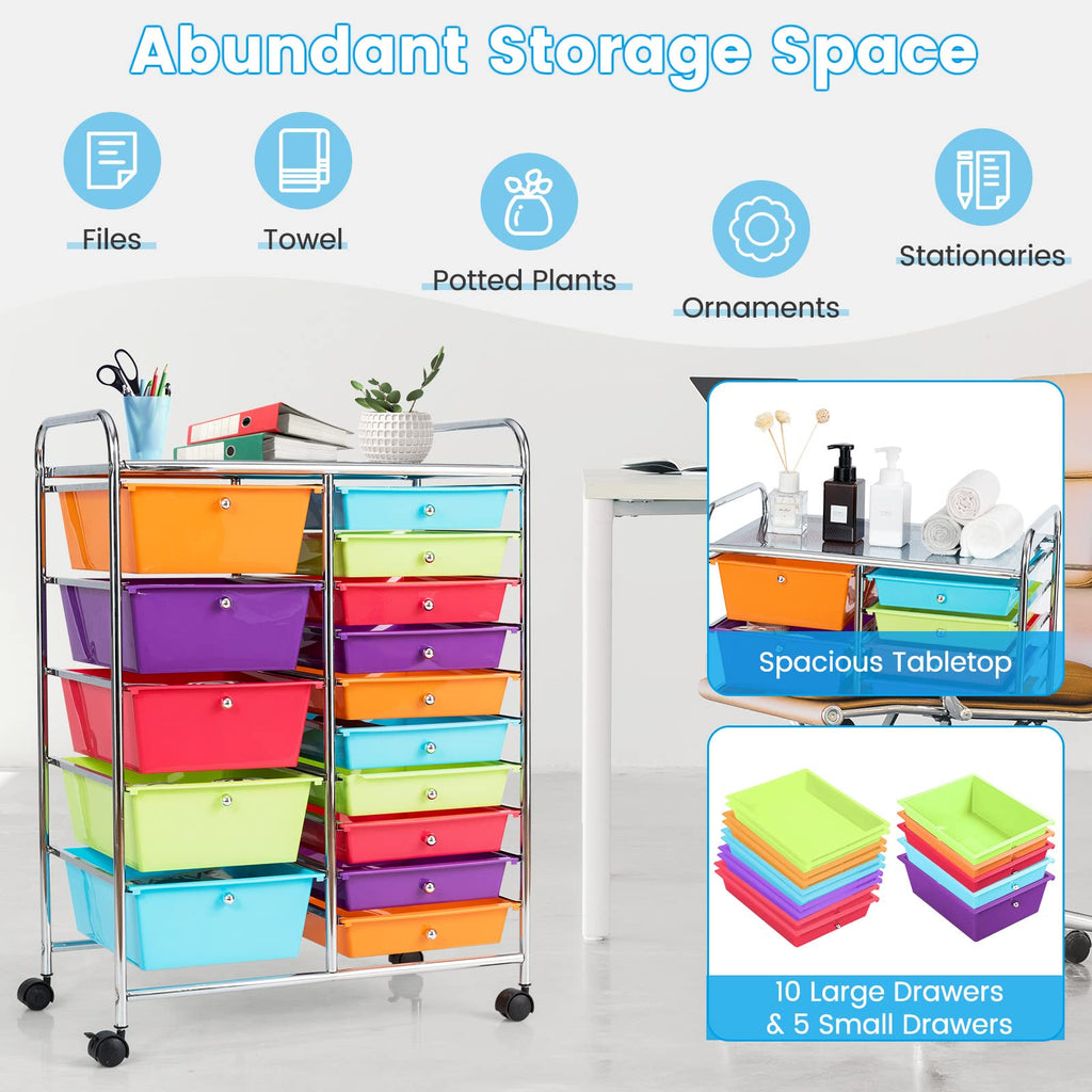 15 Drawers Rolling Storage Cart W18617