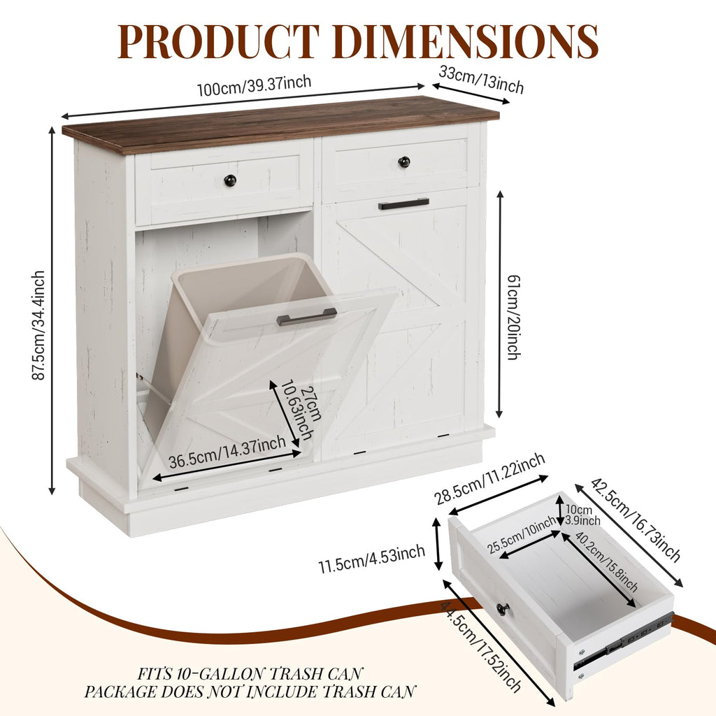 White 20 Gallon Tilt Out Trash Can Cabinet N71836