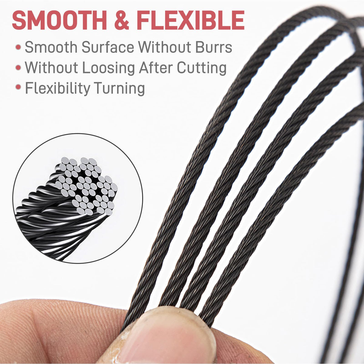 Black 1/8" Stainless Steel Cable Kit O746708
