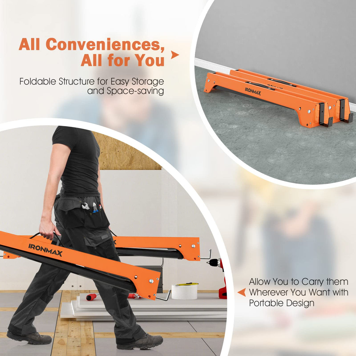 Folding Saw Horses 2 Pack 2644 LBS Capacity with Hooks I204813