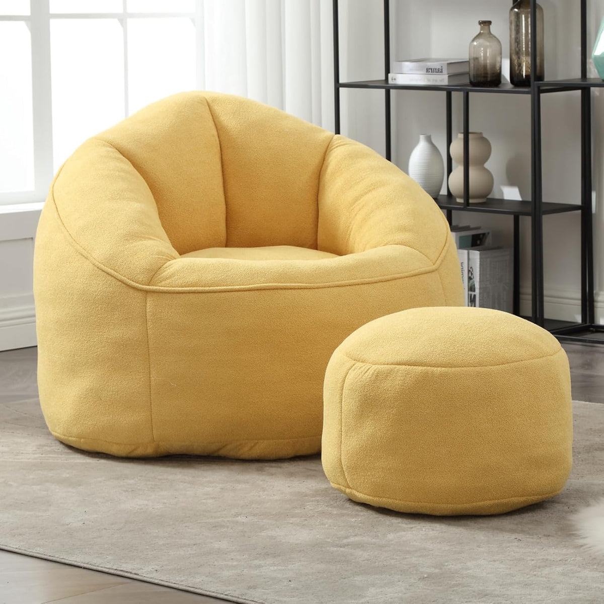 Upholstered Bean Bag Sofa Chair with Ottoman Z983