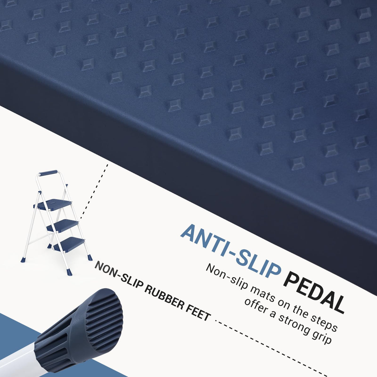 3 Step Anti-Slip Handrail 500lbs Step Ladder H770943
