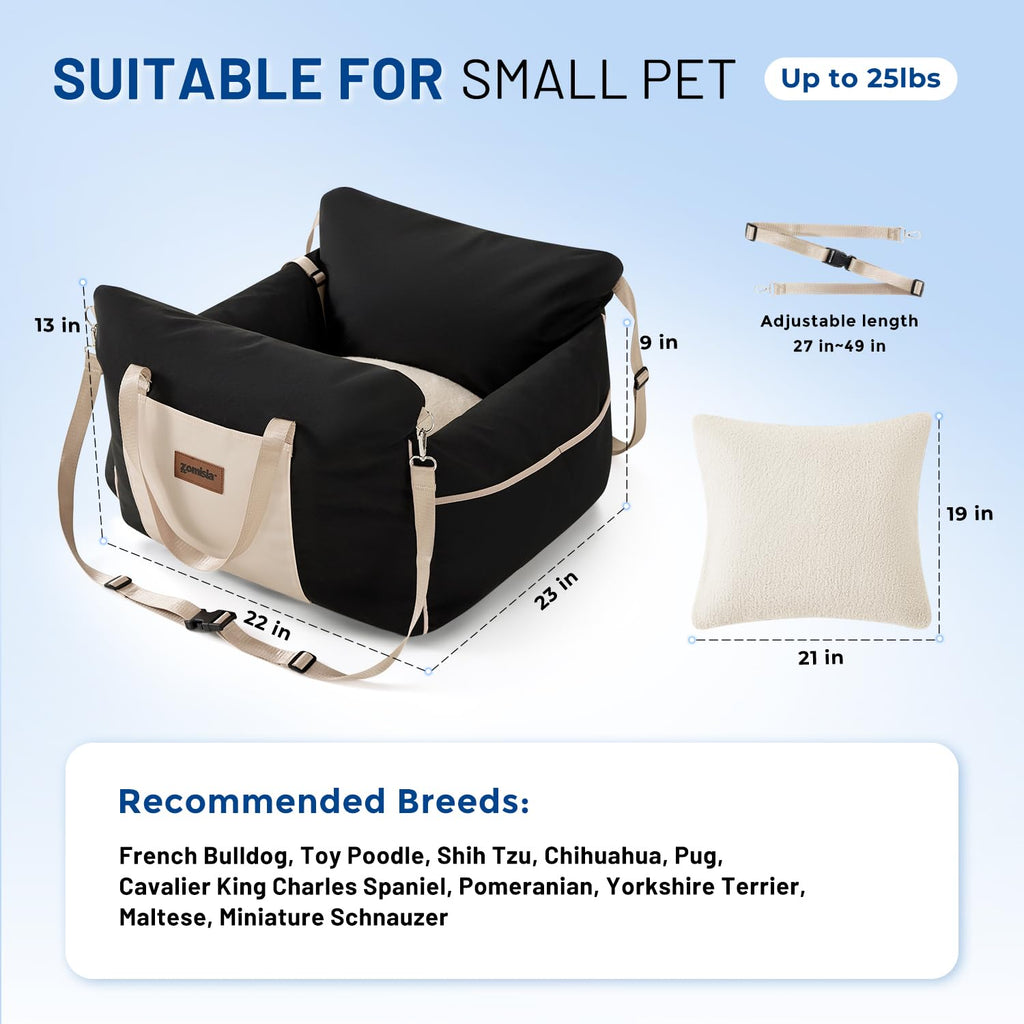 Waterproof Dog Car Seat with Safety Leash, Black V2241