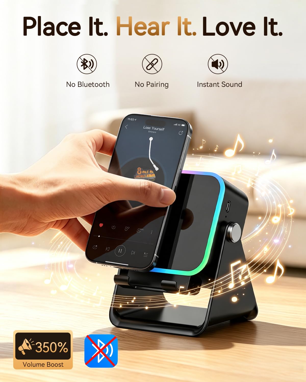 Wireless Induction Speaker with Phone Stand D82229