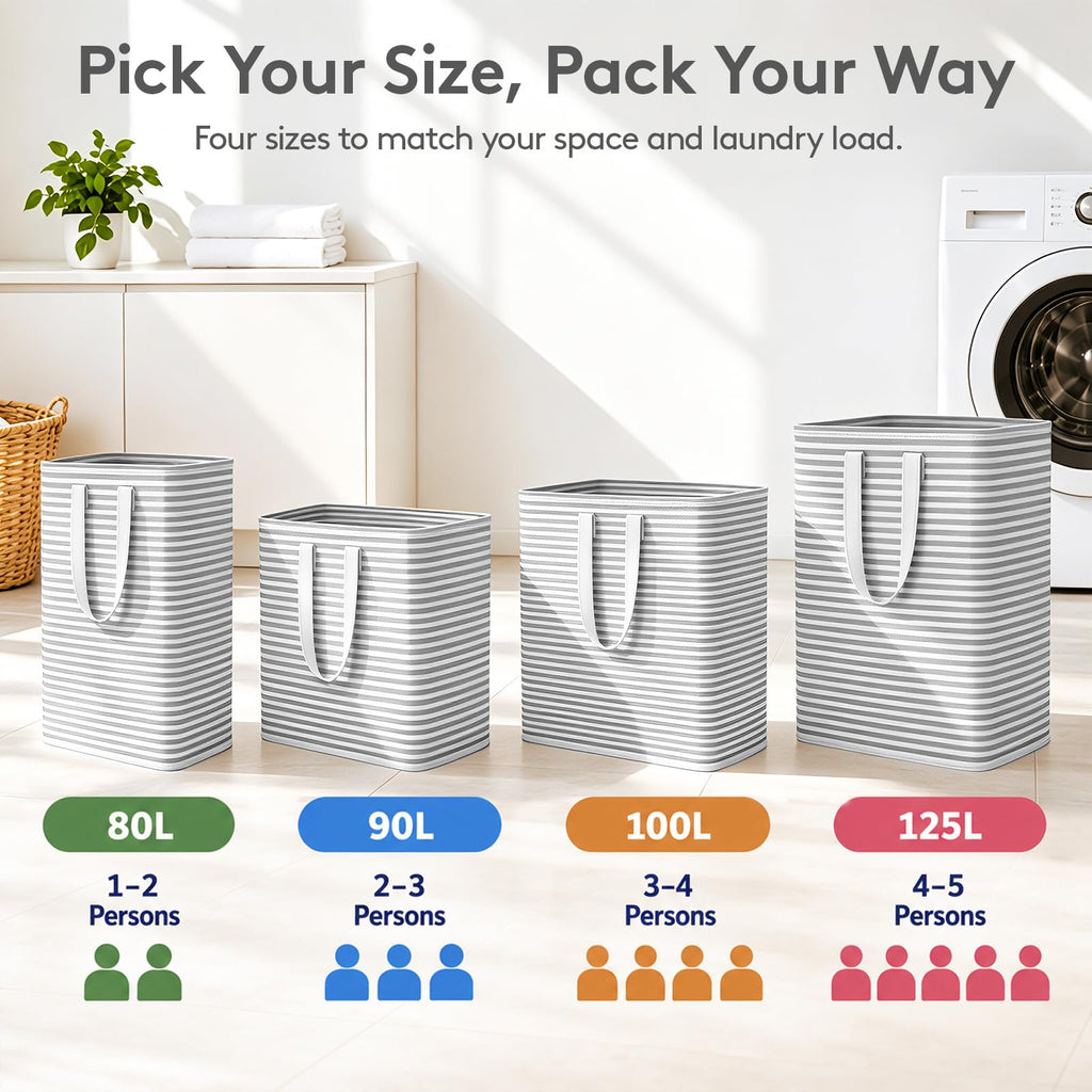 80L 2 Pack Grey Laundry Baskets N39278
