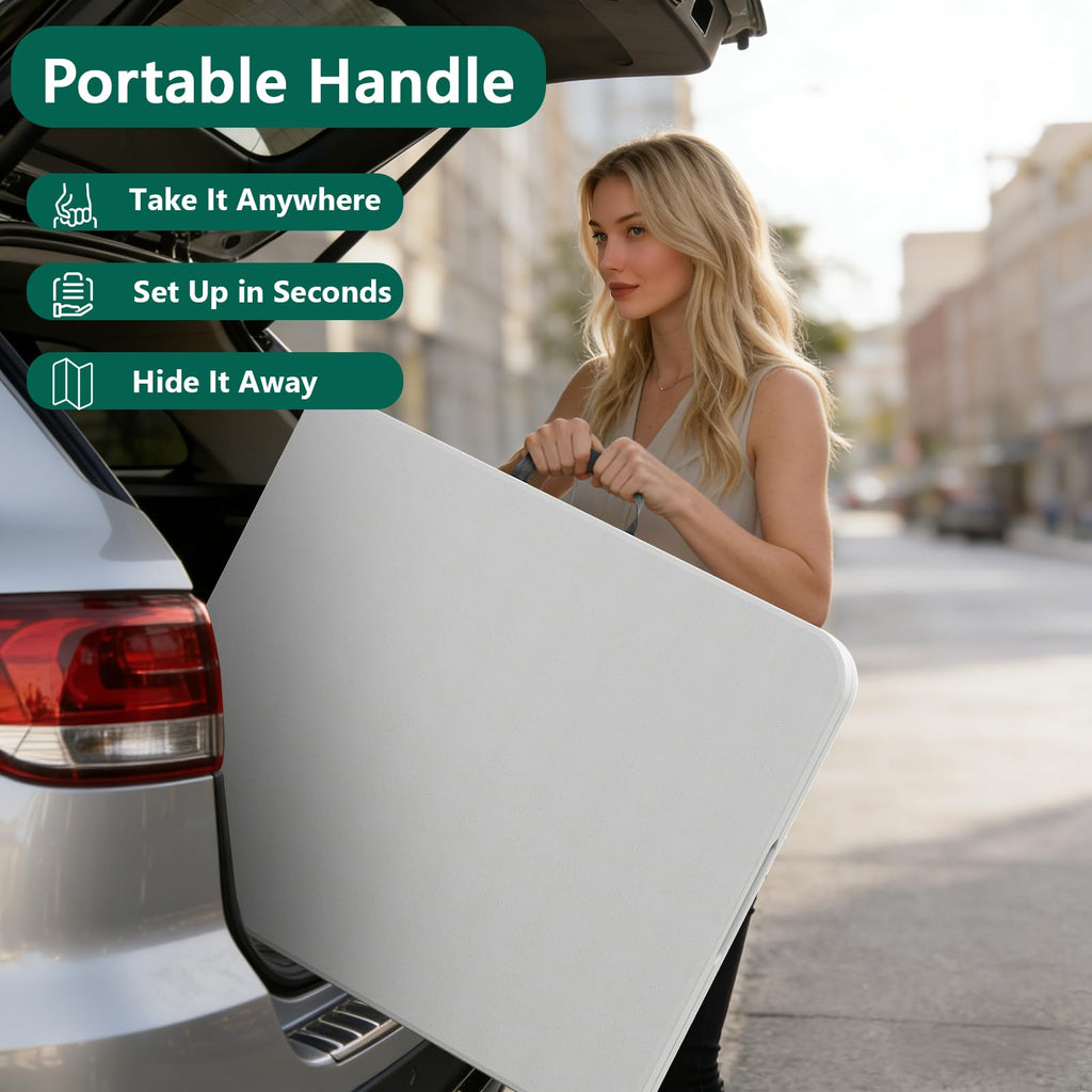 6FT Heavy Duty Plastic Folding Table with Steel Legs White A8440
