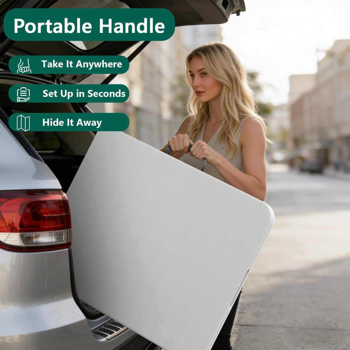 6FT Heavy Duty Plastic Folding Table with Steel Legs White A8440