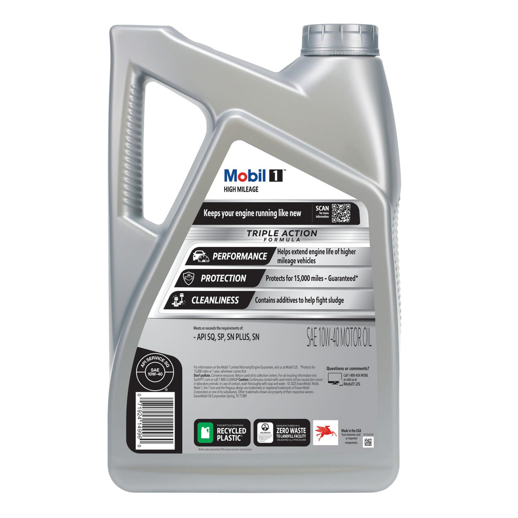 High Mileage Full Synthetic 10W-40 Motor Oil 5 Quart V2964
