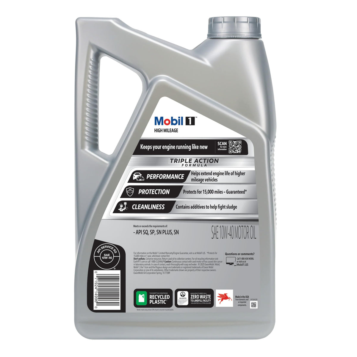 High Mileage Full Synthetic 10W-40 Motor Oil 5 Quart V2964