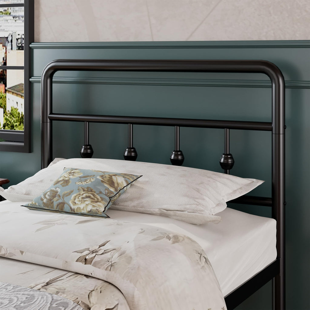 16 Inch Twin Metal Platform Bed with Headboard and Footboard M726872