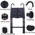 Black 20.3FT Aluminum Telescoping Ladder 330lbs Capacity J3061