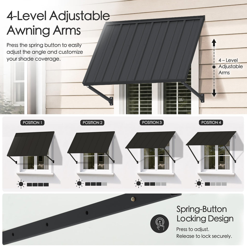 Adjustable Door Window Awning 42"W×32" T7421